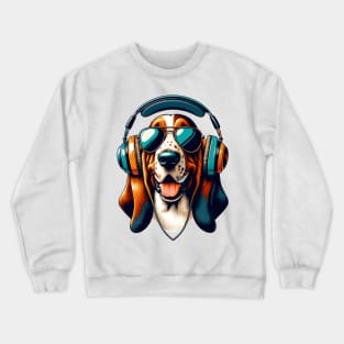 Basset Fauve de Bretagne Smiling DJ with Headphones Crewneck Sweatshirt